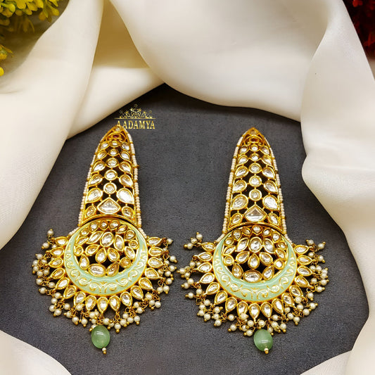 LONG KUNDAN STATEMENT EARRINGS