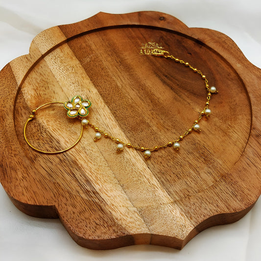 Floral Kundan Nose Ring