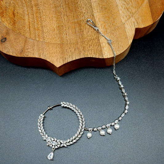 Aemrican Diamond Oval Drop Nose Ring