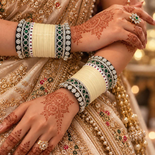 OFF-WHITE CHURA WITH A.D PACHELI KADA/BANGLES