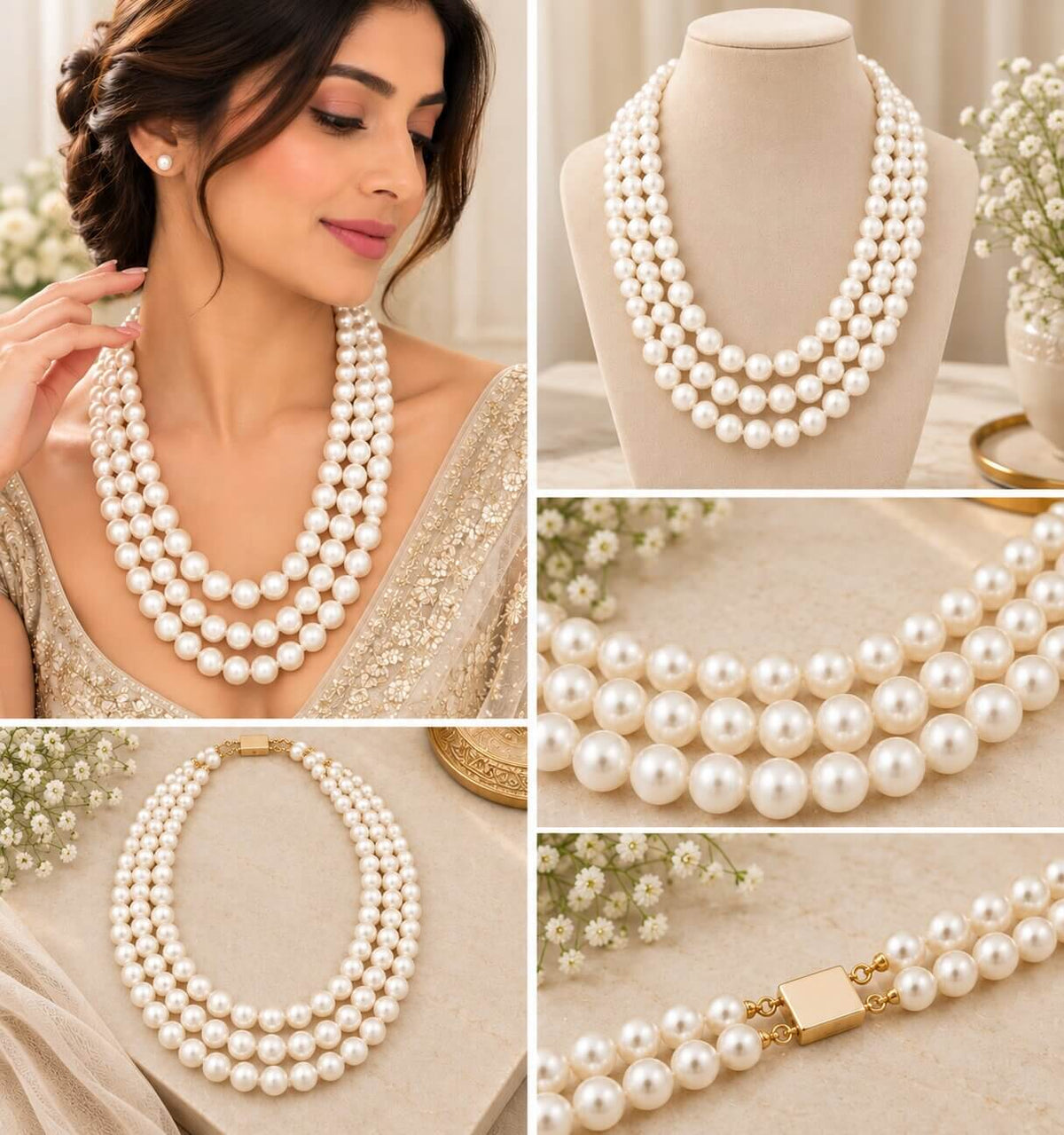Shell Pearl 3 Lines Mala