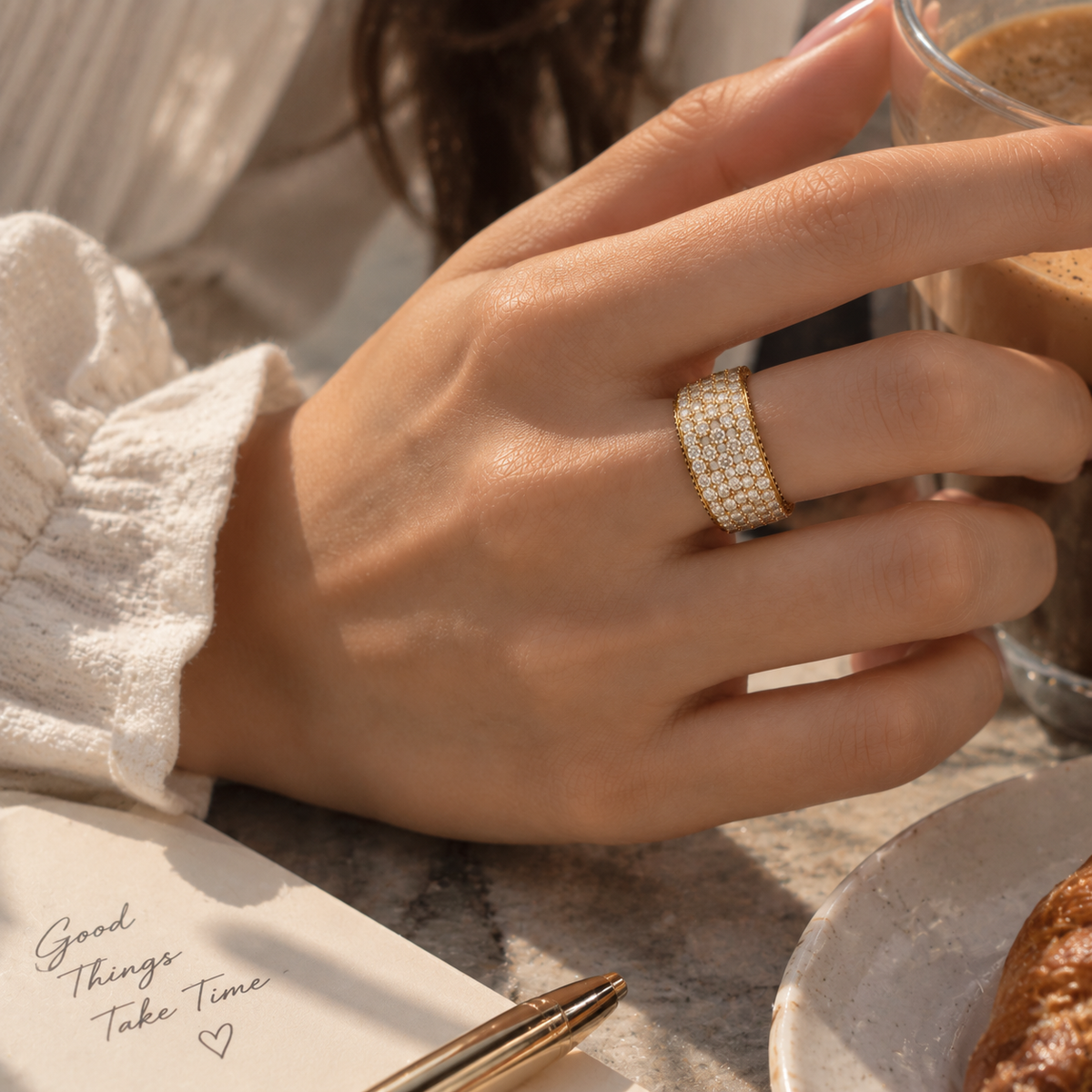 5 Layer American Diamond Band Ring