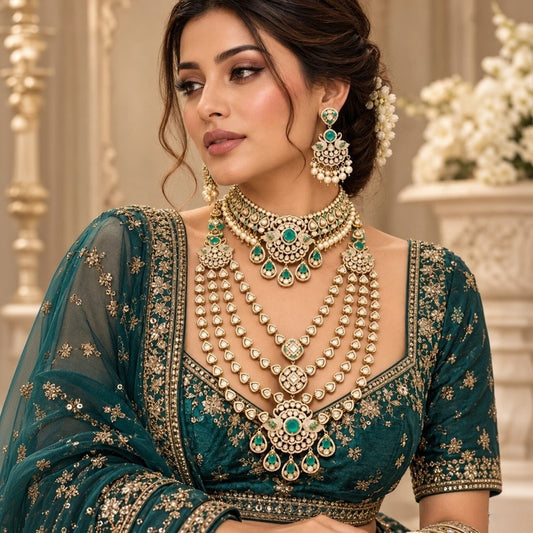 Kundan Polki Emerald Bridal Necklace