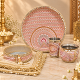 Baby Pink & Gold Embroidered Karwa Chauth Thali Set