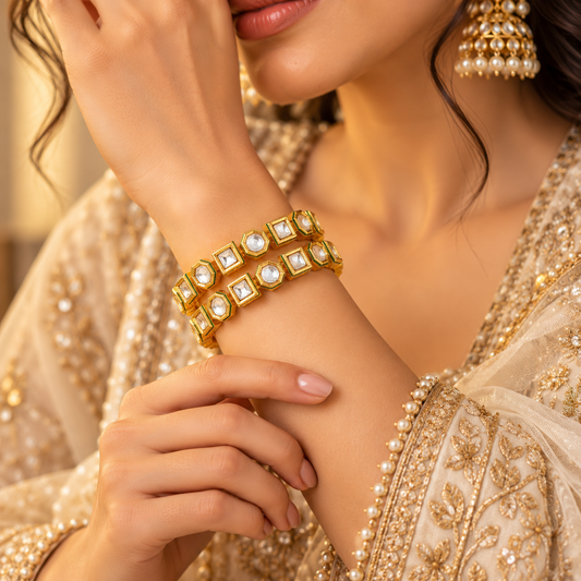 Hexa-Square Shape Kundan