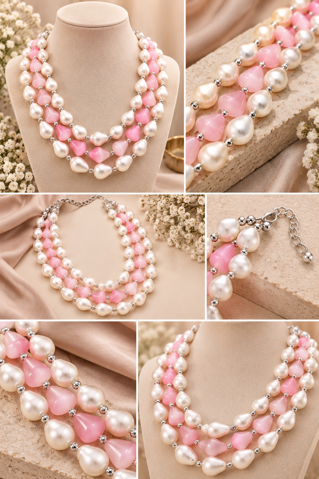 Stylish Drop Shape Pearl With Pink Beads