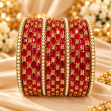 Pastel Embellished Glass Bangles with Pearl & Stone Detailing (both hands)
