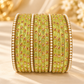 Pastel Embellished Glass Bangles with Pearl & Stone Detailing (both hands)