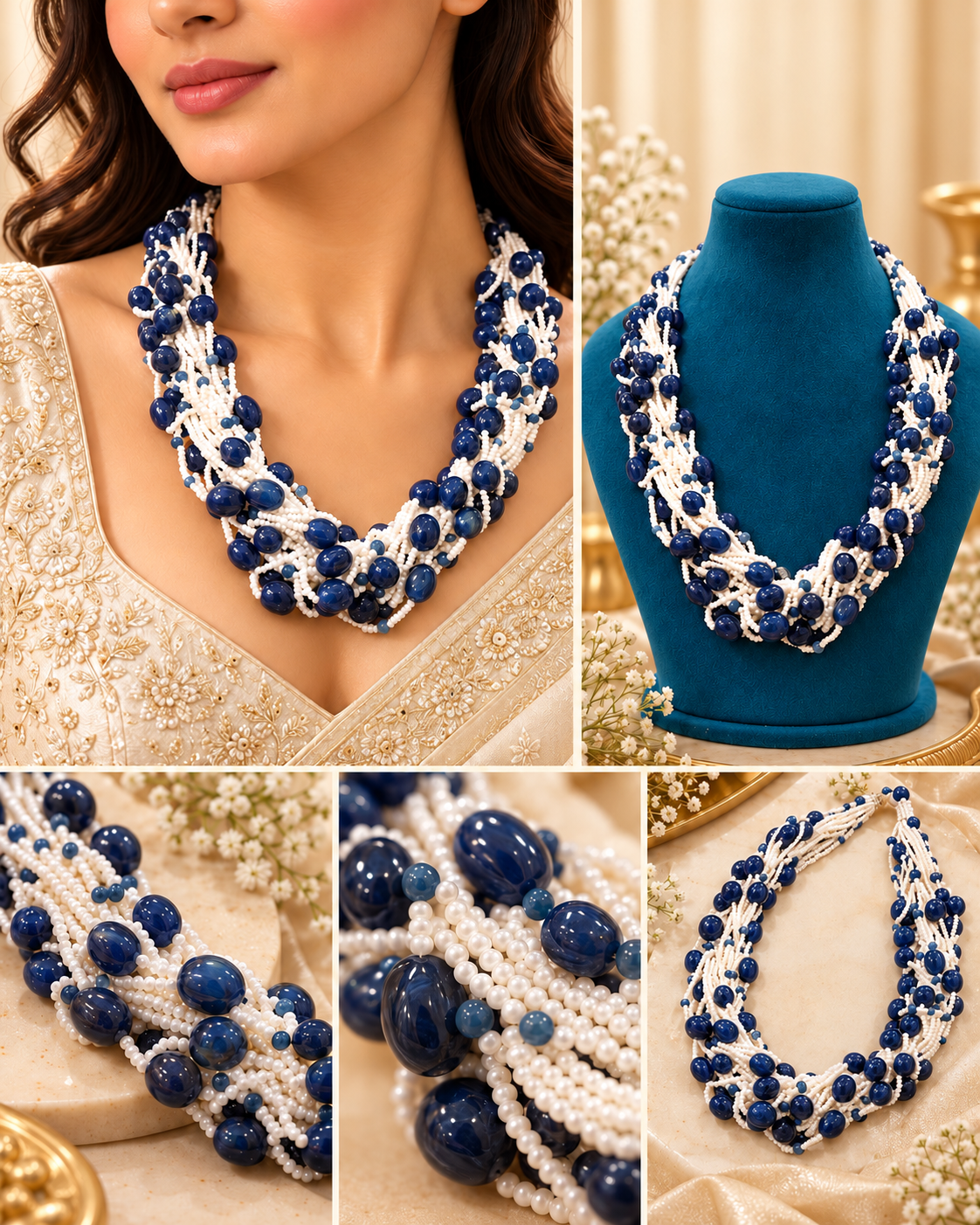 Pearl Beaded Ruby Mala