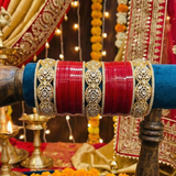 TRADITIONAL RED CHURA WITH KUNDAN BANGLES