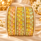 Pastel Embellished Glass Bangles with Pearl & Stone Detailing (both hands)