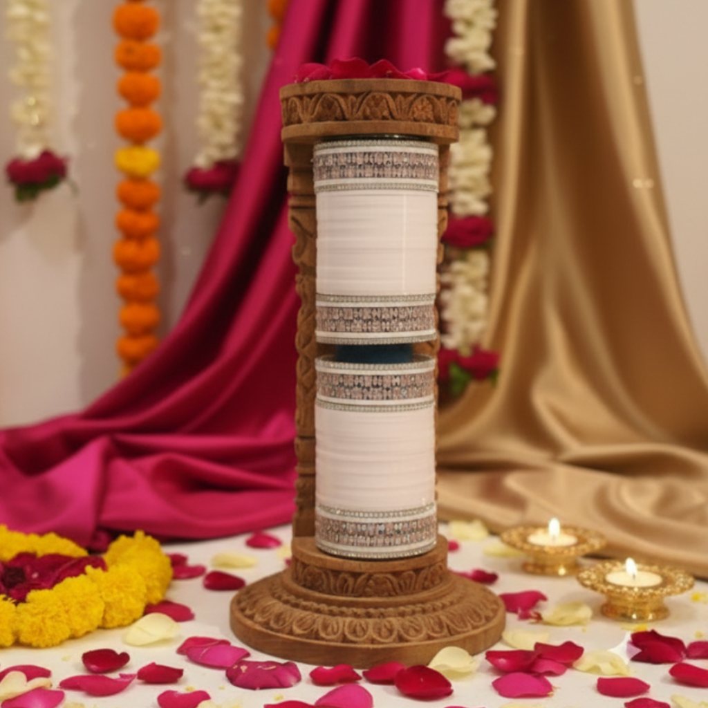 LIGHT PINK CHURA WITH A.D BANGLES