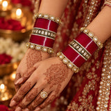 DEEP RED CHURA WITH KUNDAN PACHELI KADA