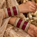 DEEP MAROON CHURA WITH KUNDAL PACHELI BANGLES