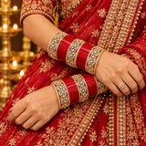 TRADITIONAL RED CHURA WITH KUNDAN BANGLES