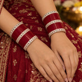 DEEP RED CHURA WITH SINGLE LINE A.D BANGLES