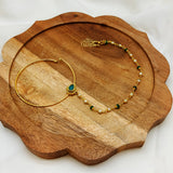 Emerald Kundan Paan Shape Gold Plated Nose Ring