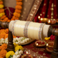 CREAME CHURA WITH SINGLE LINE NIKHAR BANGLES