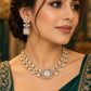 Golden Leaf Crystal Necklace Set with Matching Earrings