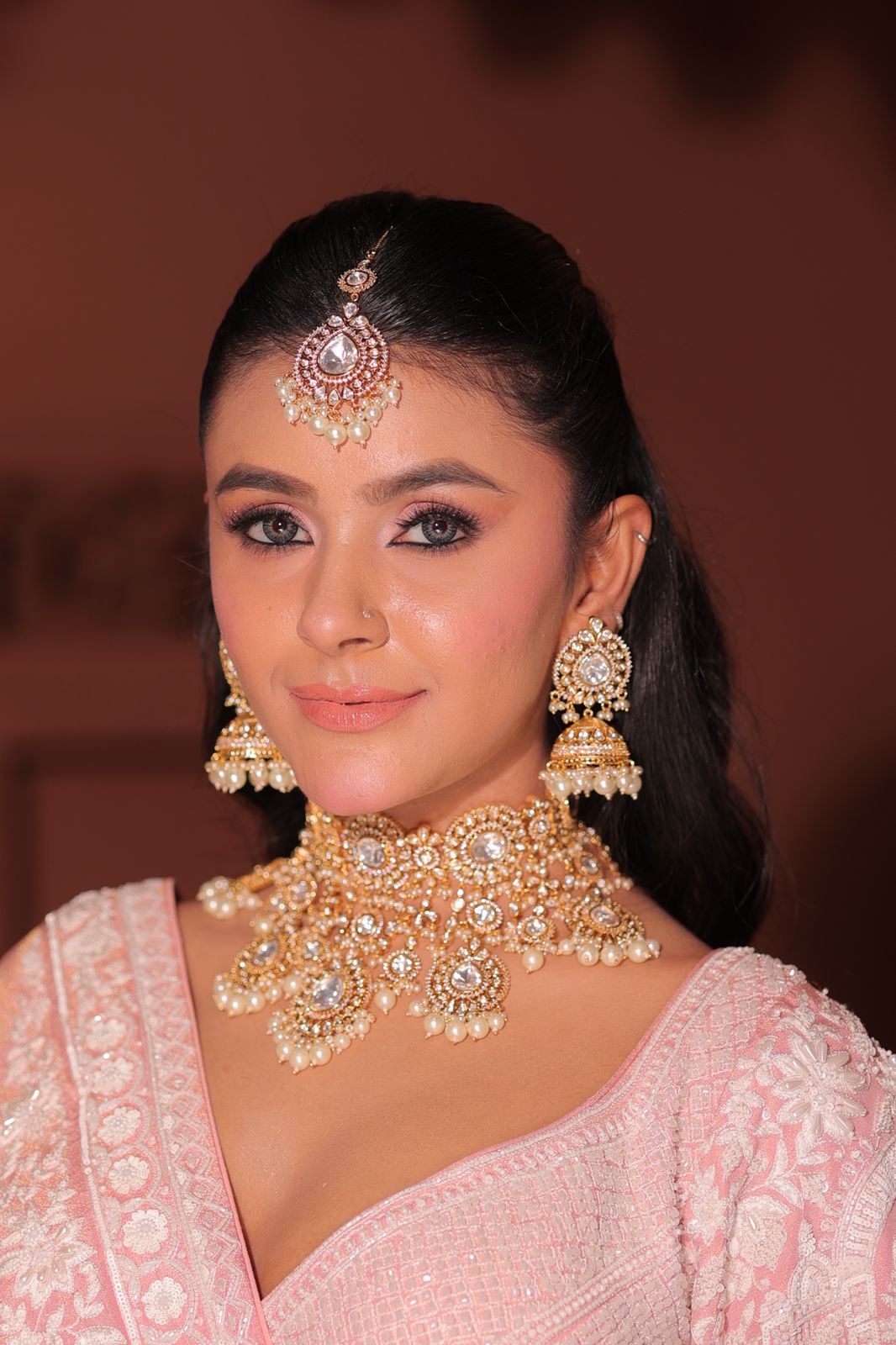 Falling Kundan Bridal Jewellery Kundan Polki Studded Shell Pearl