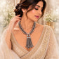 Falling Semi Precious Beads Necklace Studded with American Diamond