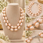 Uncut Shape 2 Layered Shell Pearl Studded with American Diamond Balls