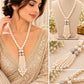 American Diamond Studded Pearl Layered Drops Necklace