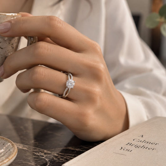 Solitaire Round Shape Double Band Ring