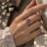 Oval Shape Ruby Red American Diamond