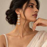 5 Layer Heart Shape Pearl Earrings