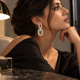 Gold Pearl and Clear Crystal Statement Earrings