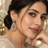 Elegant Tear Drop Silver Crystal Earrings