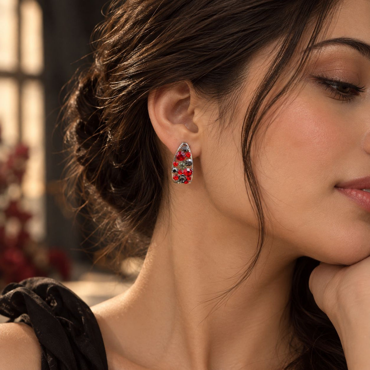 Victorian Loops with Ruby Studded Stone