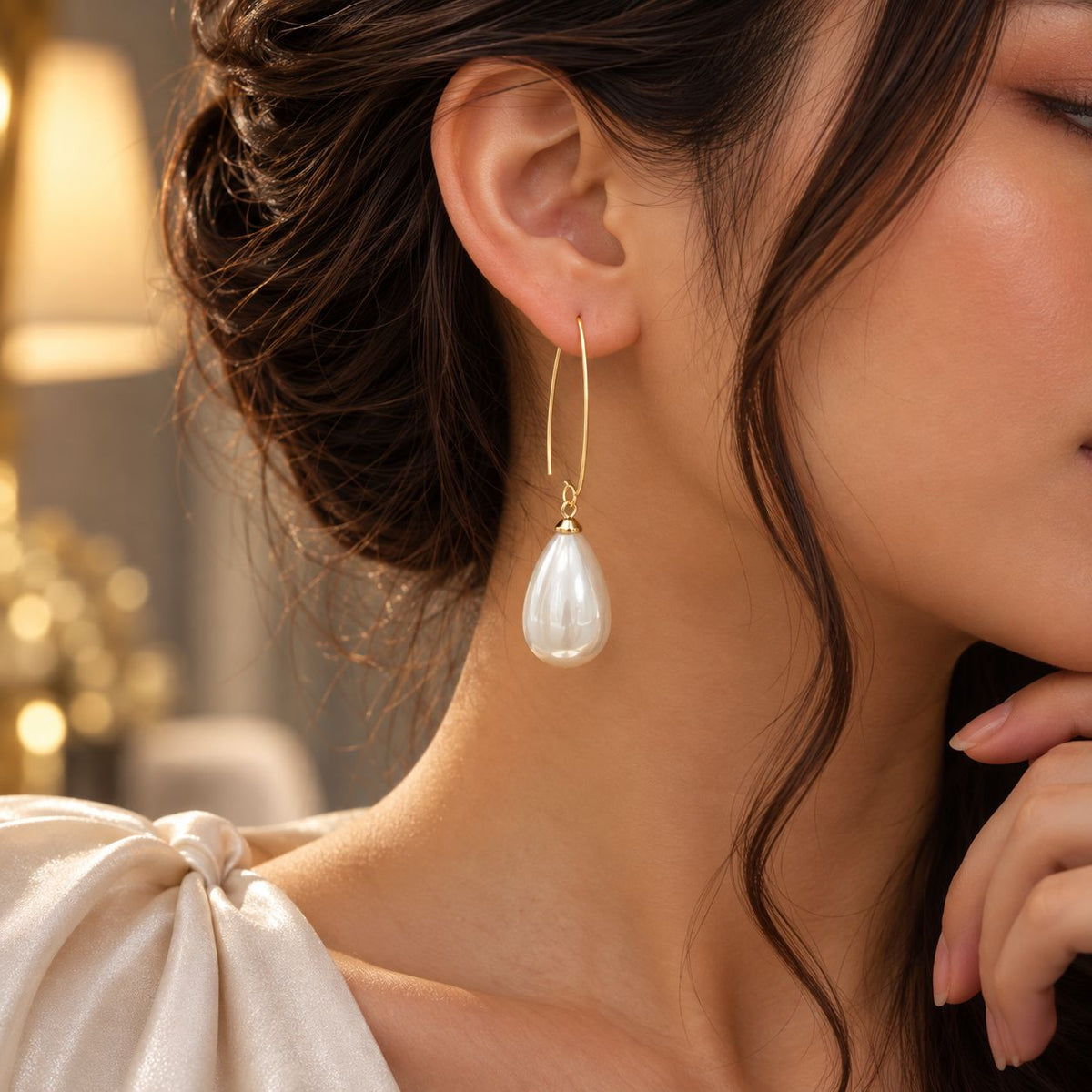 Shell Pearl Drop Golden and Silver Earrings