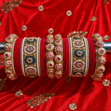 Royal Meenakari Ruby Kundan Bangle Set