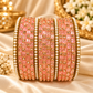 Pastel Embellished Glass Bangles with Pearl & Stone Detailing (both hands)