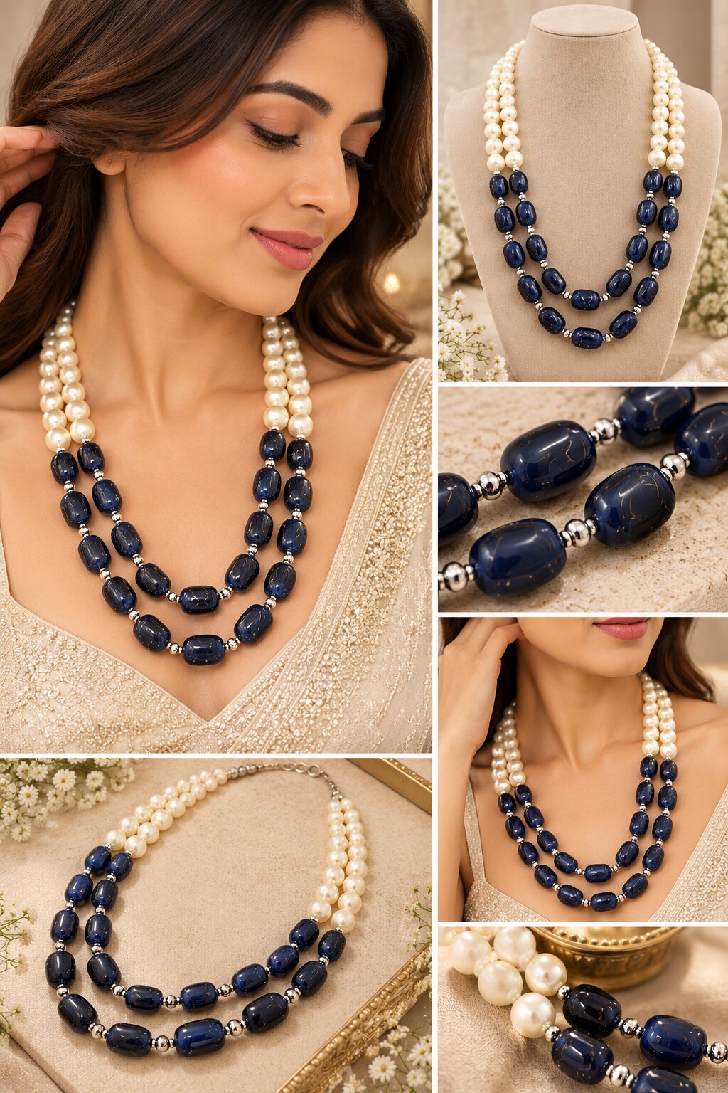 Semi Precious Double Line Mala