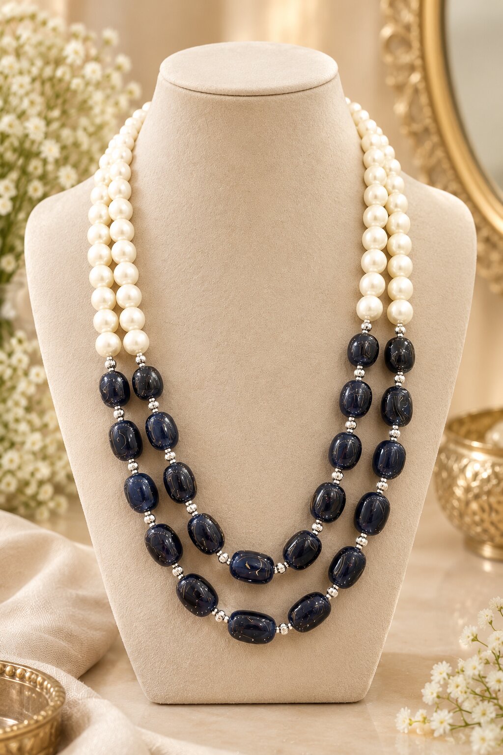 Semi Precious Double Line Mala