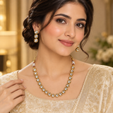 Single Line Gold Polish Kundan Necklace