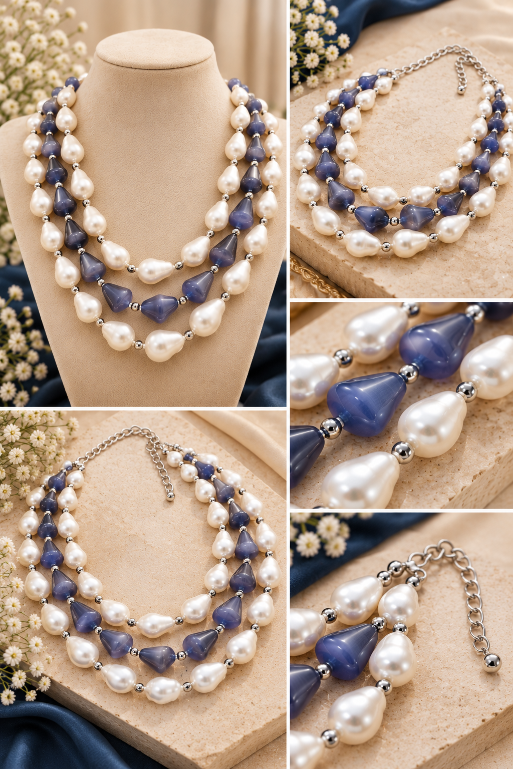 Stylish Drop Shape Pearl With Pink Beads