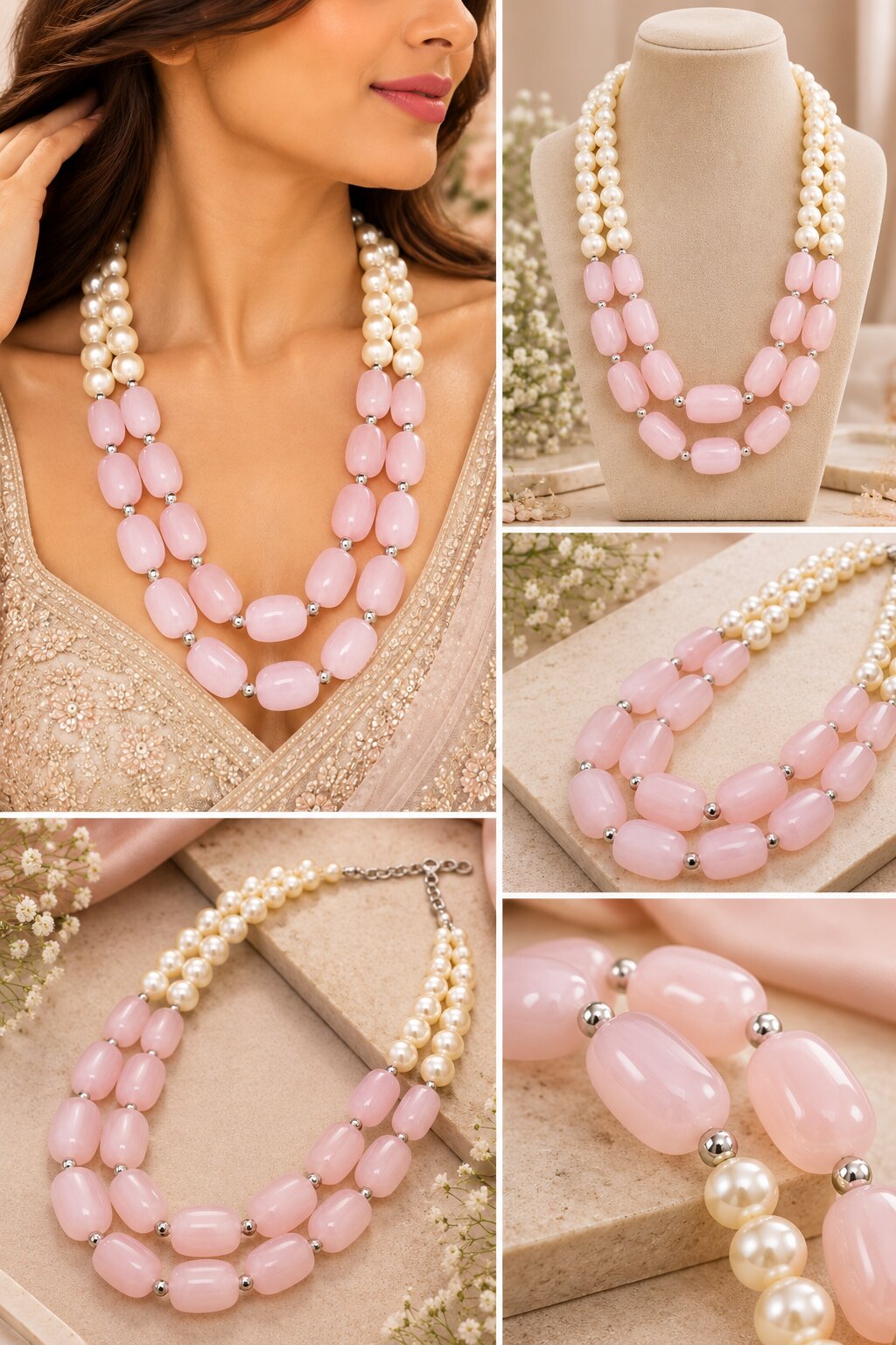 Semi Precious Double Line Mala