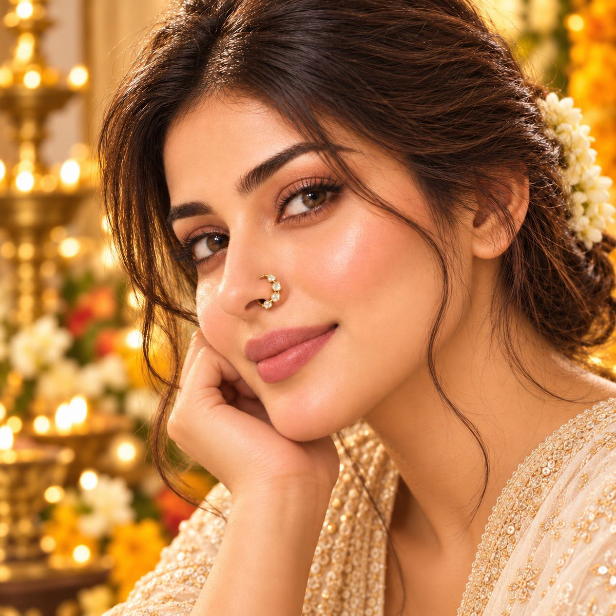Uncut Kundan Polki Nose Ring