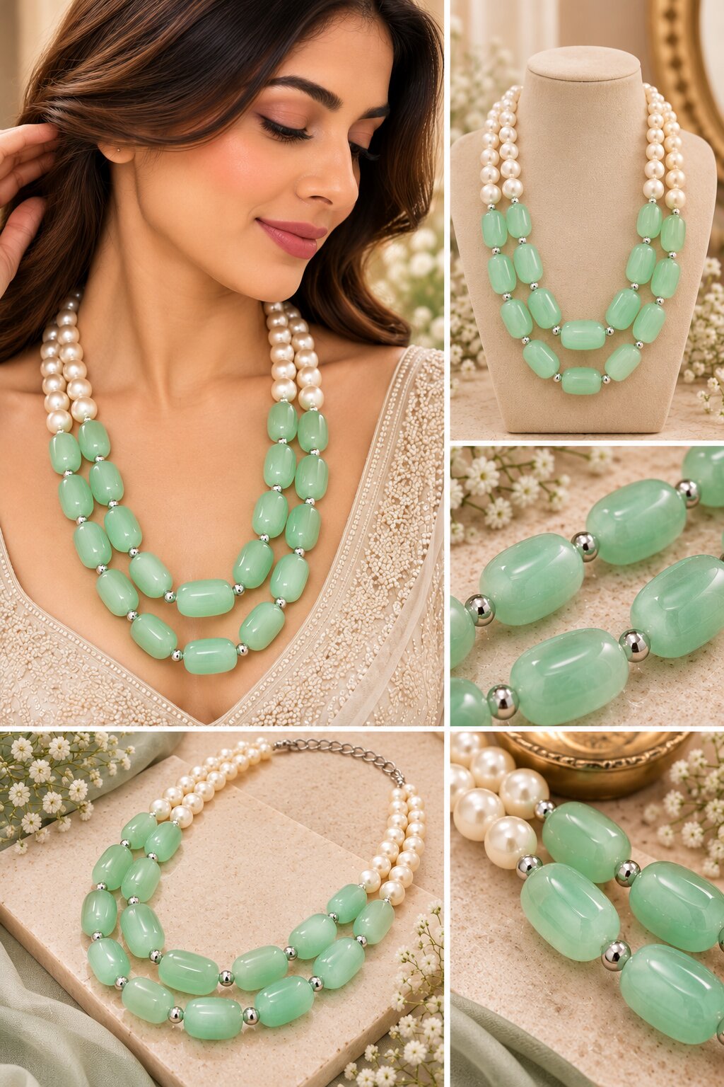 Semi Precious Double Line Mala
