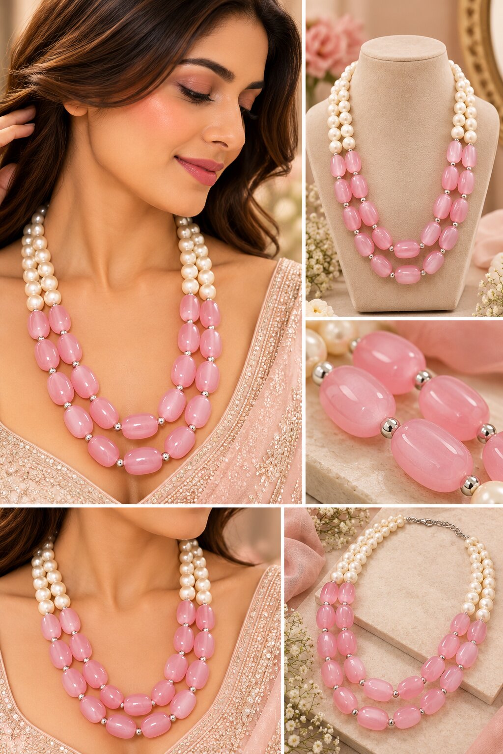 Semi Precious Double Line Mala