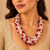 Pearl Beaded Ruby Mala